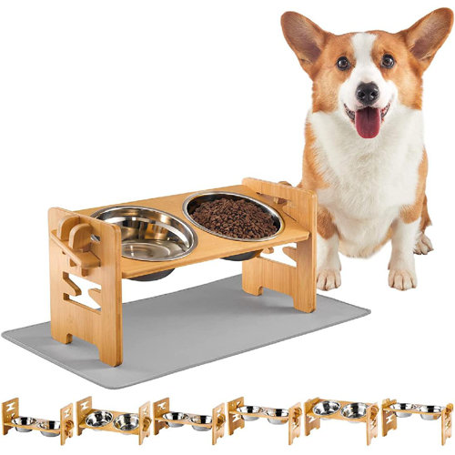 Glaustoncn Upgrated 6 Heights Bols pour chien surélevés, bols pour chien surélevés réglables Glaustoncn Upgrated 6 Heights Bols pour chien surélevés, bols pour chien surélevés réglables